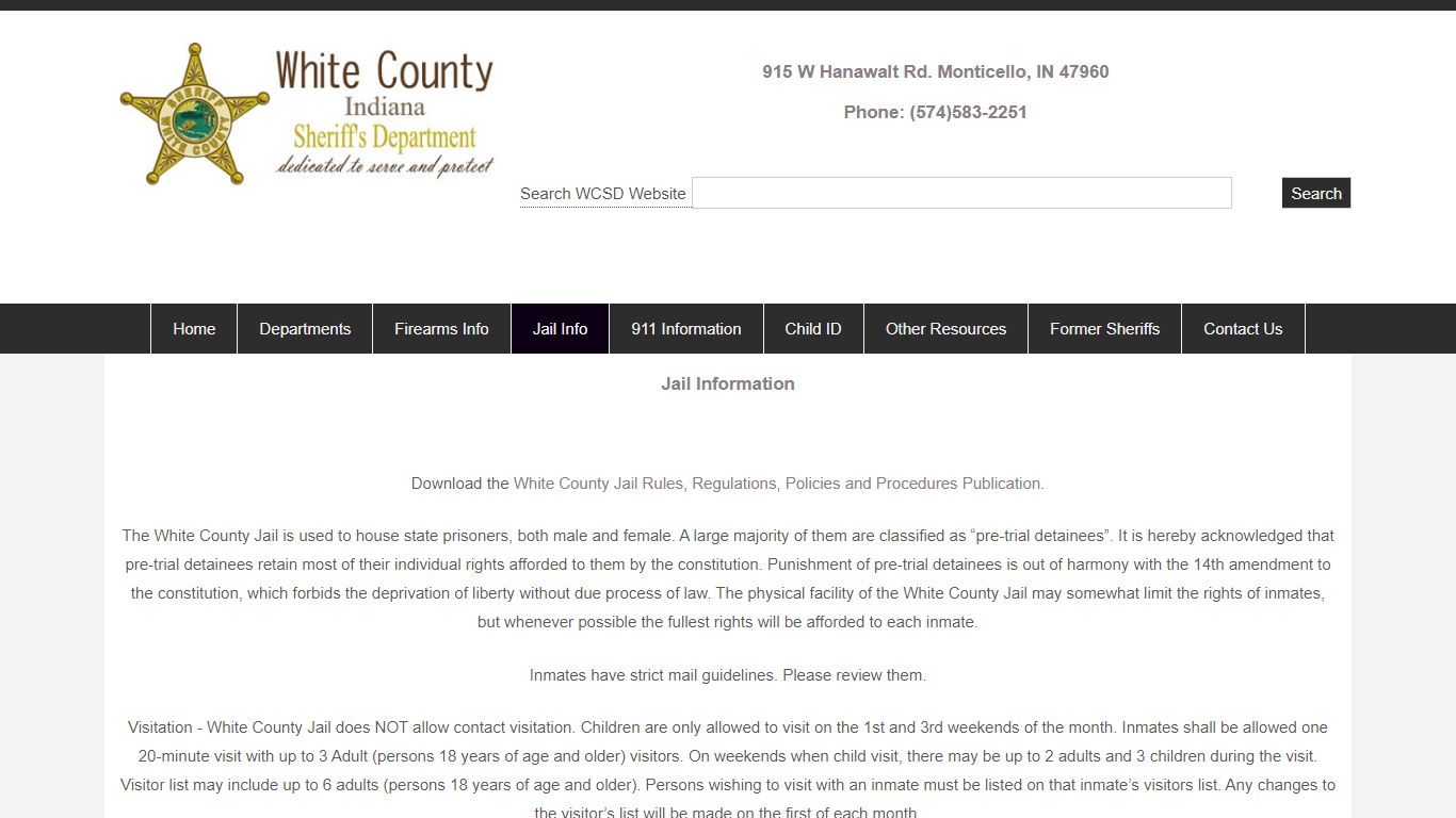 Jail Info :: White County Sheriff's Department